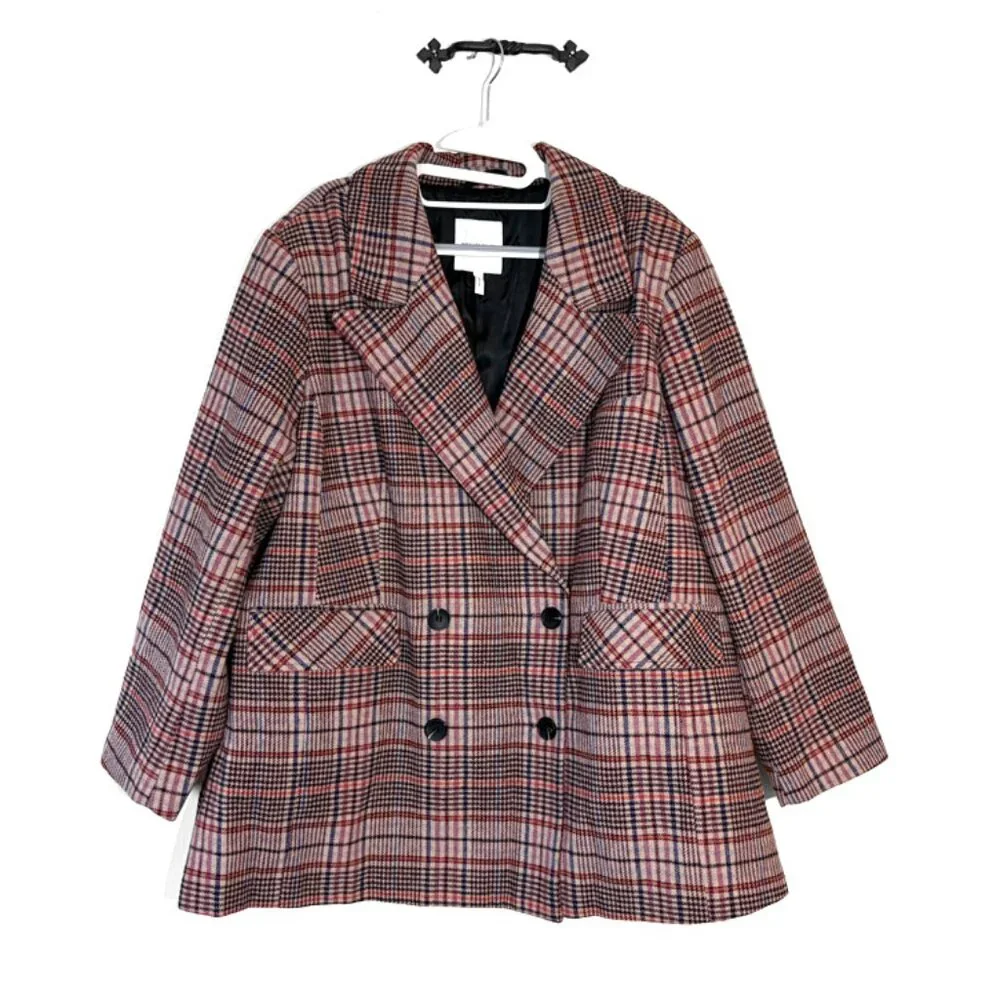 Avec Les Filles Double-Breasted Knit Plaid Blazer - Picture 10 of 10